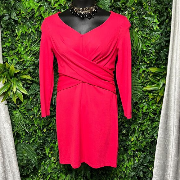 Jacques Vert Dresses & Skirts - JACQUES VERT Women Dress 12 US 16 UK Pink Sheath Long Sleeve Pleated Accent 1560